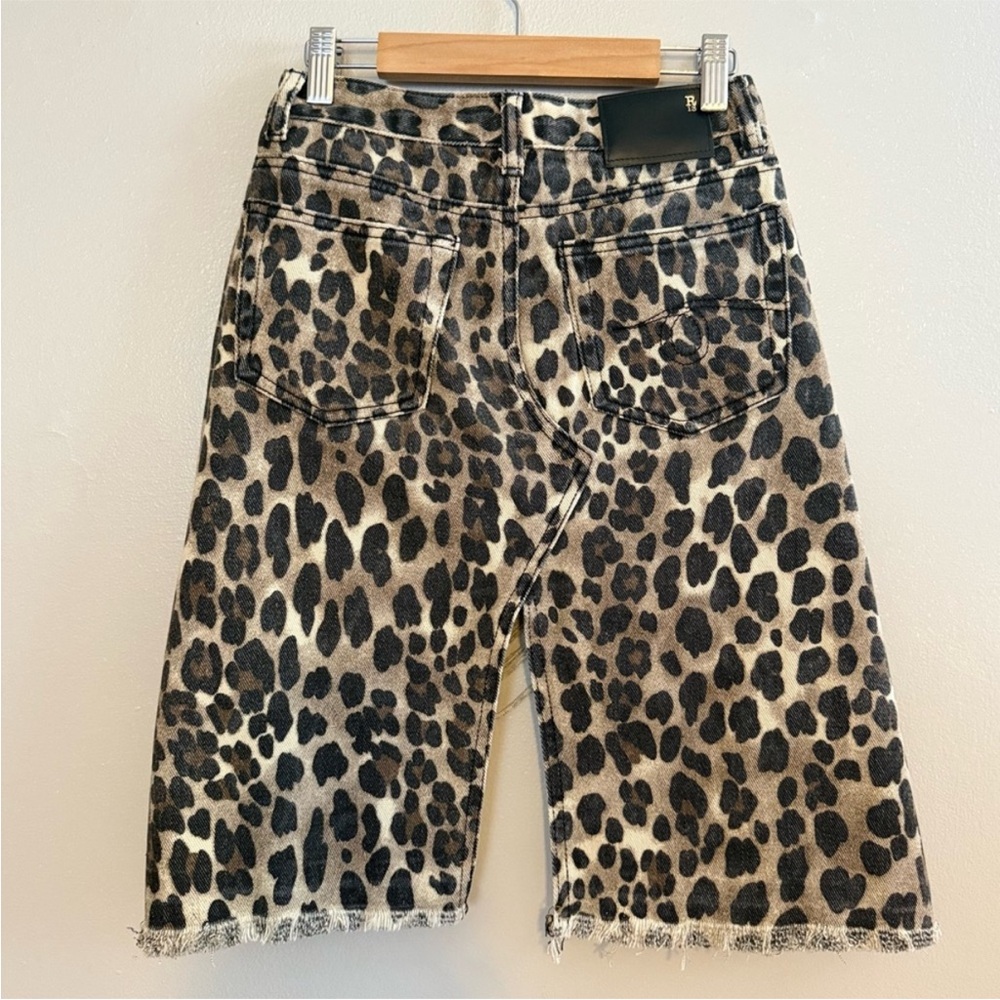 R13 Brown Leopard-Print Distressed Midi Skirt - Picture 4 of 12